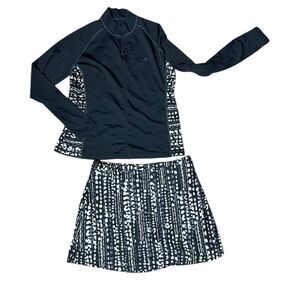 Coolibar women’s large (2) piece set skort long sleeve top upf sun safe